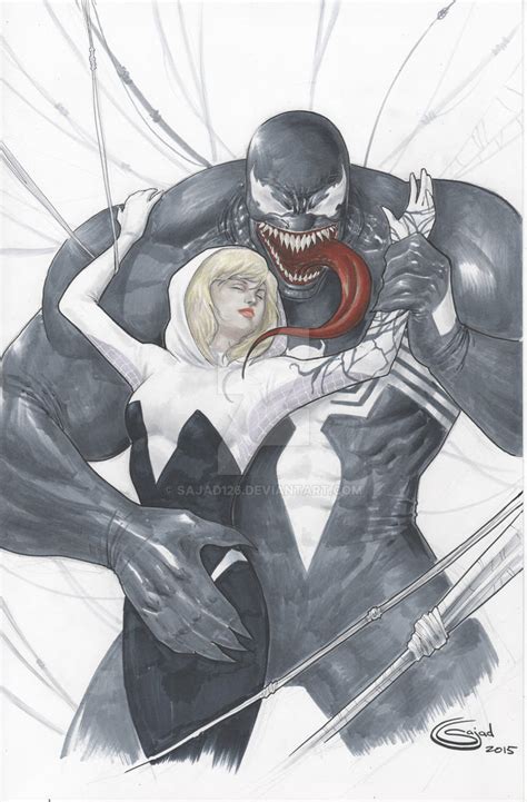 Venom×Spidergwen 1. First work of these characters. U draw the best Gwen. Large and muscular characters like venom are usually drawn being rough in nsfw. Really nice to see cunnilingus instead.